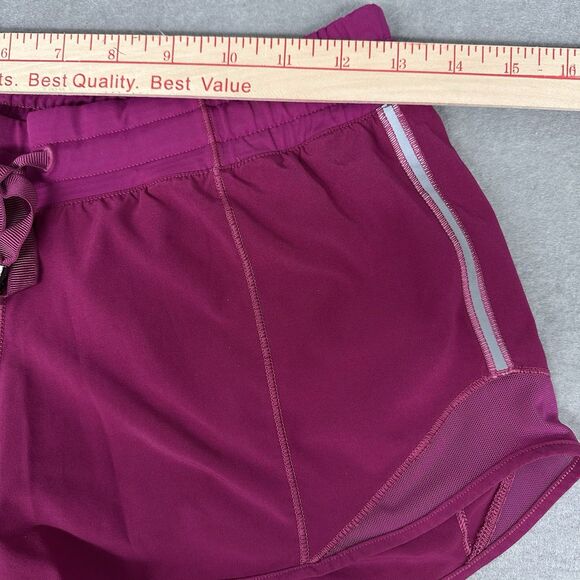 Lululemon Hotty Hot Shorts Sz 4 High Rise 4" Pink Fuschia Drawstring Run Pocket - Picture 4 of 10